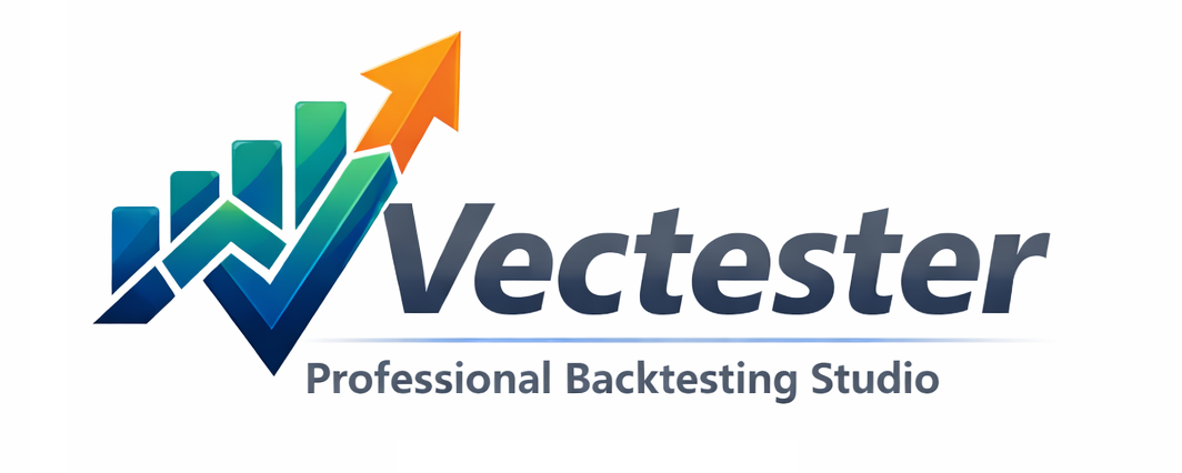 Vectester v2.0 — Results dashboard with equity curve, drawdown, and key metrics